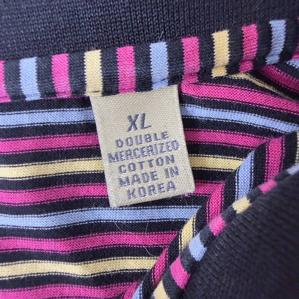 Peter Millar Mens XL Polo Shirt Double Mercerized Cotton Striped Short Sleeve - Picture 4 of 12